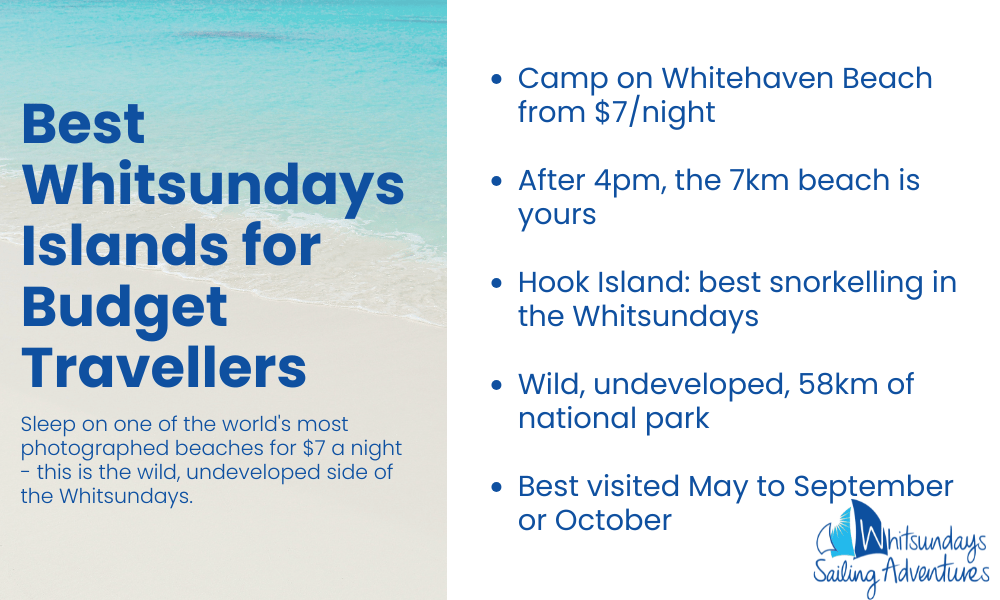 best whitsundays islands for backpackers and budget travellers infographic