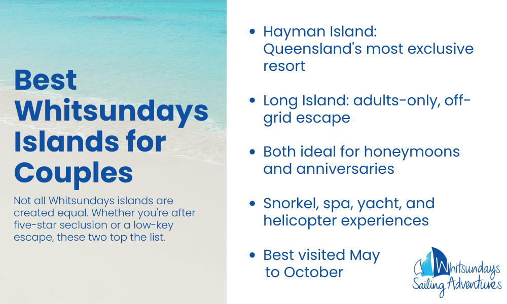 best whitsundays islands for couples to visit infographic