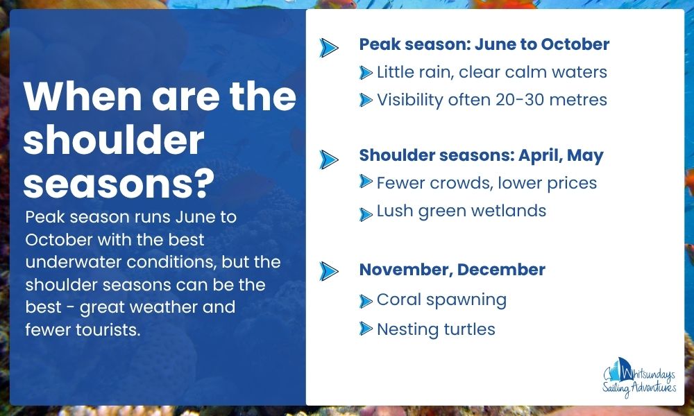 When are the shoulder seasons in the Great Barrier Reef?